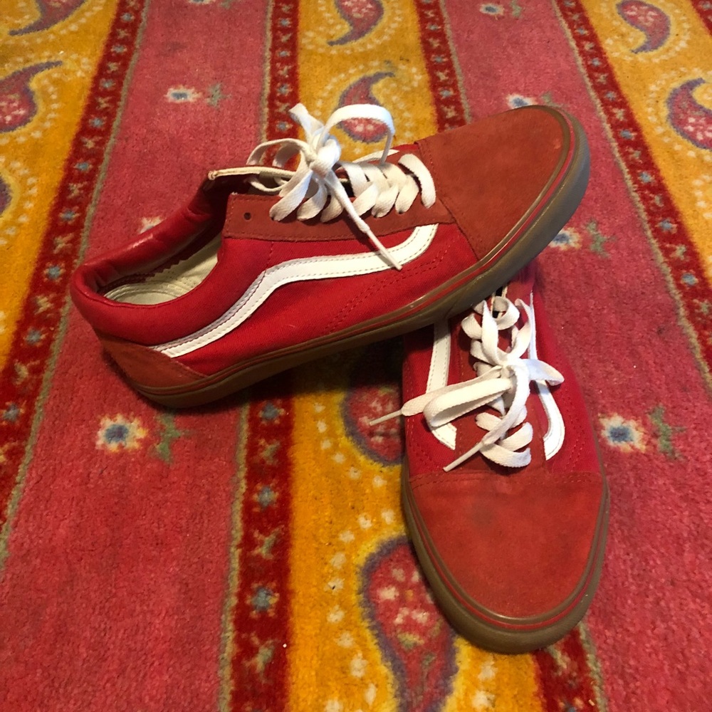 Two tone red Vans size 9